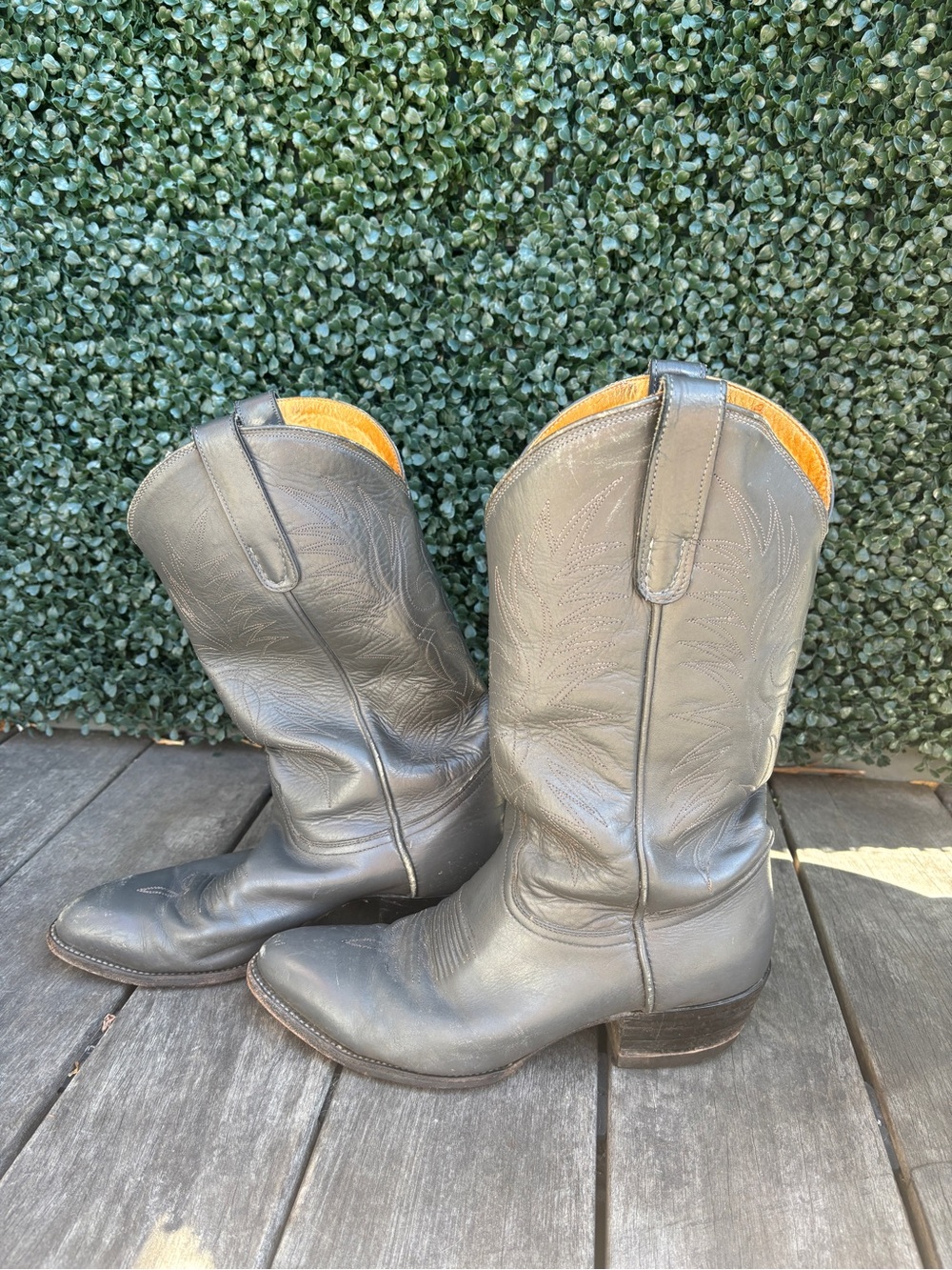 Tony Lama Gray Leather Cowboy Boots